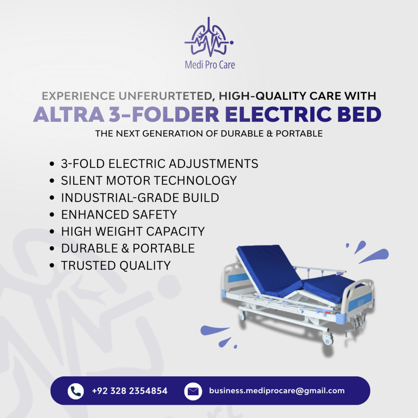 Altra 3-Folder Electric Bed – Advanced Patient Comfort