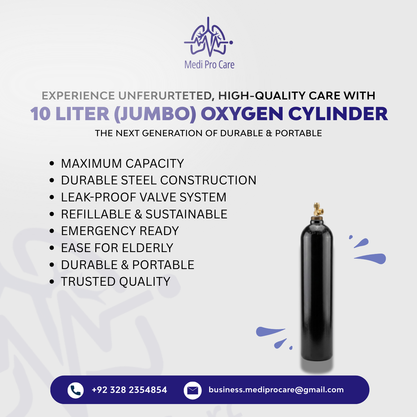 10 Liter Oxygen Cylinder – Reliable Home & Medical Support